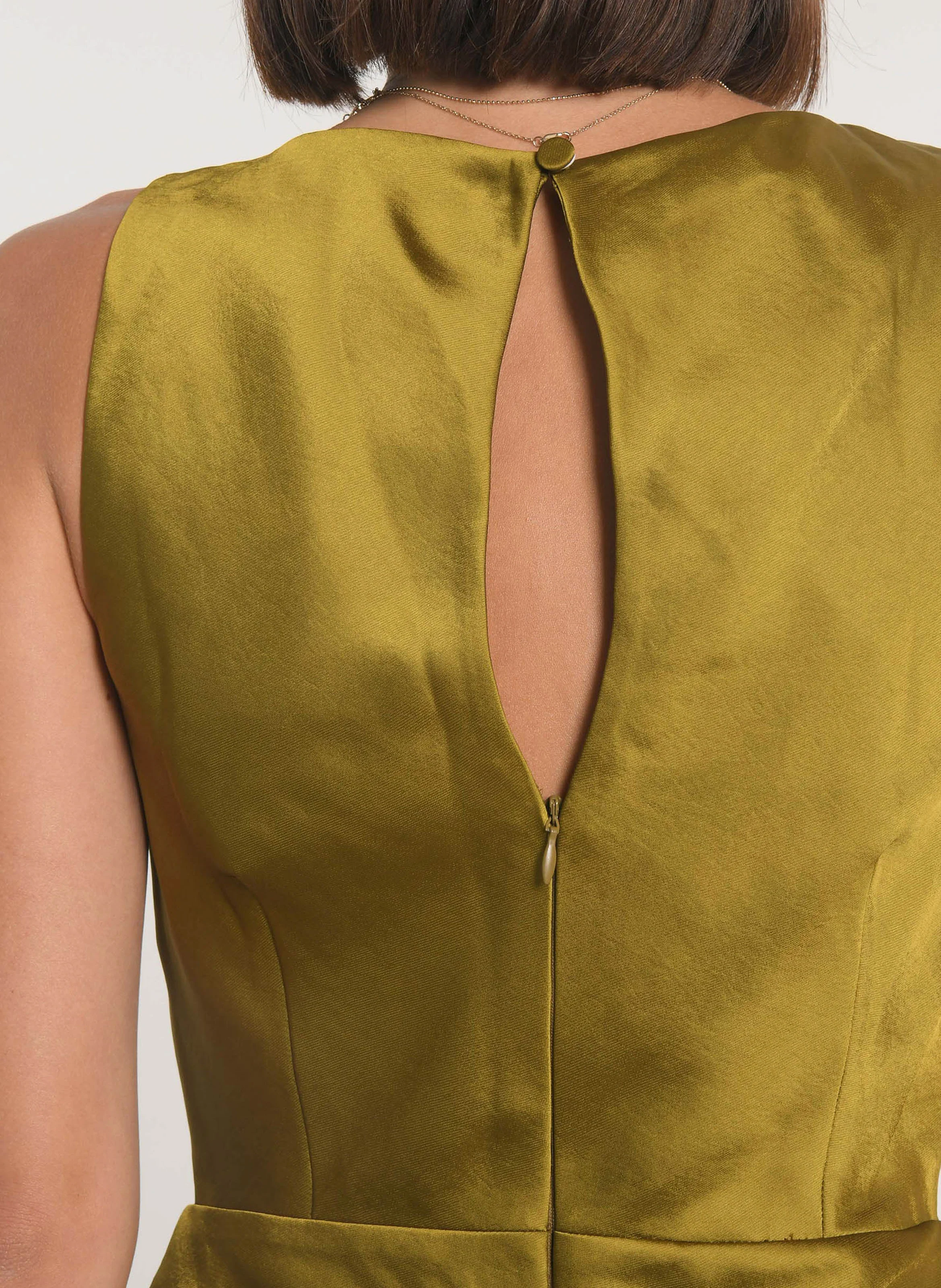 PATTY - Robe longue satinée | Kaki