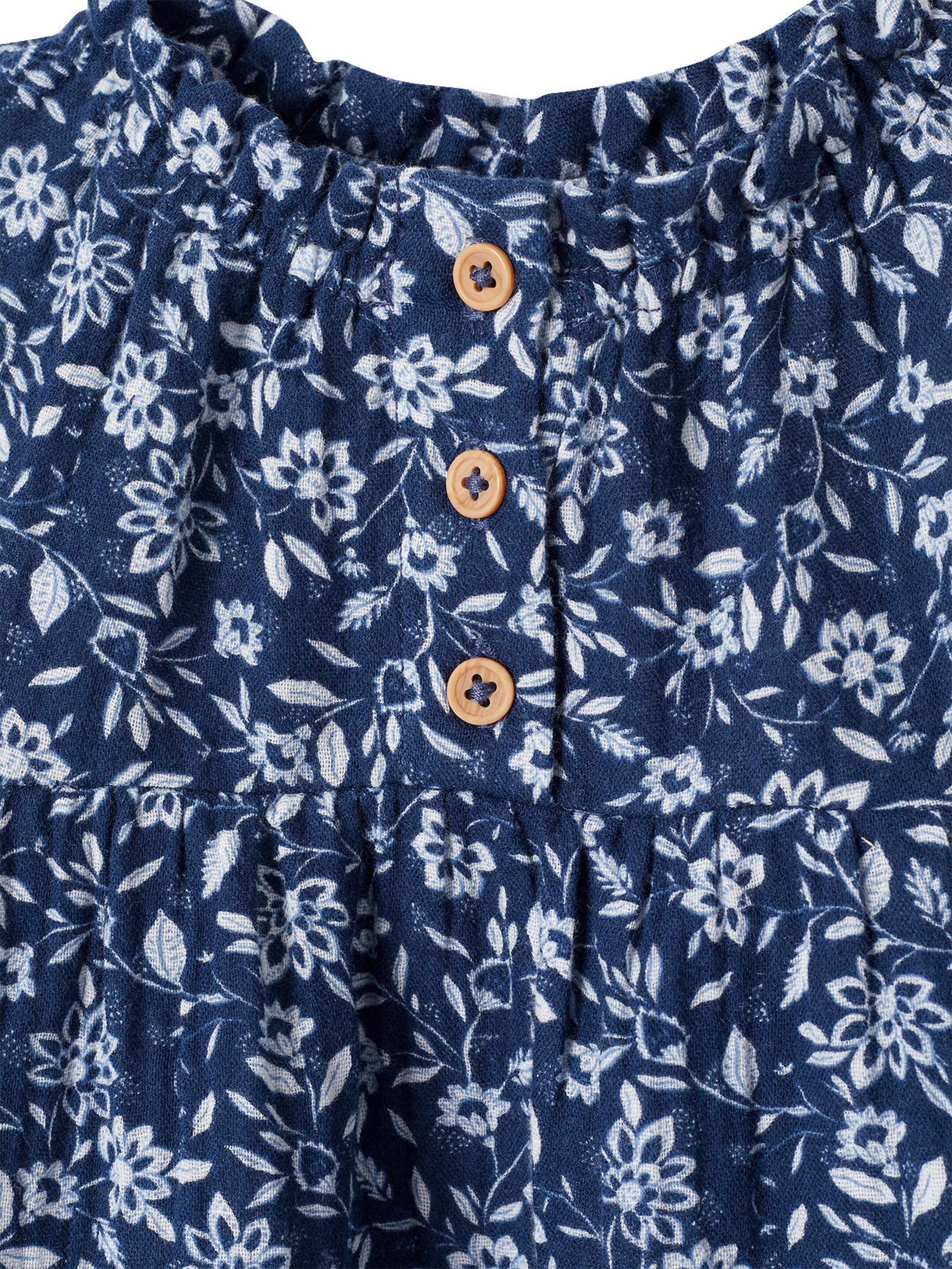 Vertbaudet Mädchen Baby Blumenkleid aus Musselin jeansblau