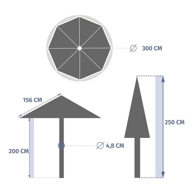 Parasol droit rond inclinable LOOMPA Café