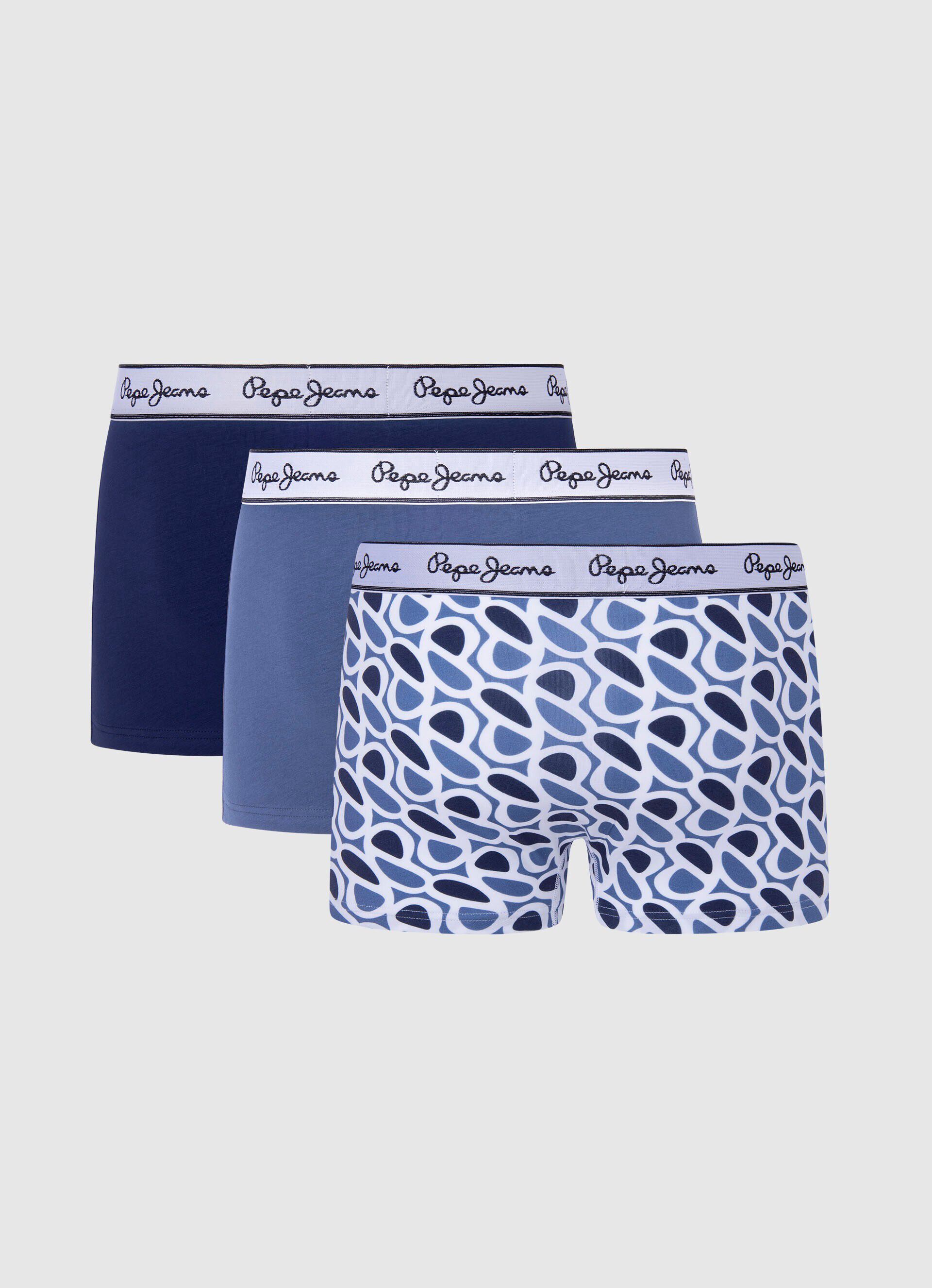 Conjunto de 3 cuecas boxer com estampa P TK - azul dulwich