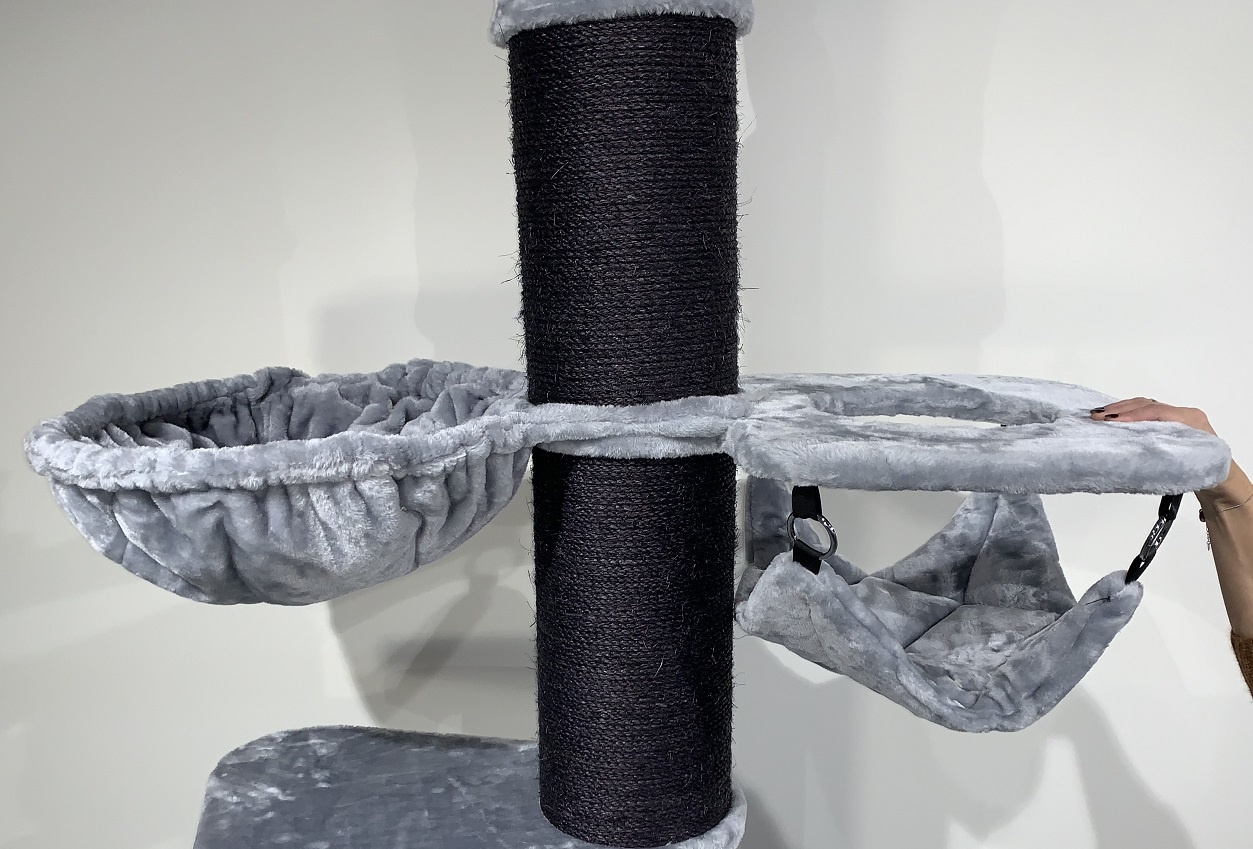 Arranhador para Gatos Maine Coon Tower Crown, Cinza Escuro e Cinza Claro