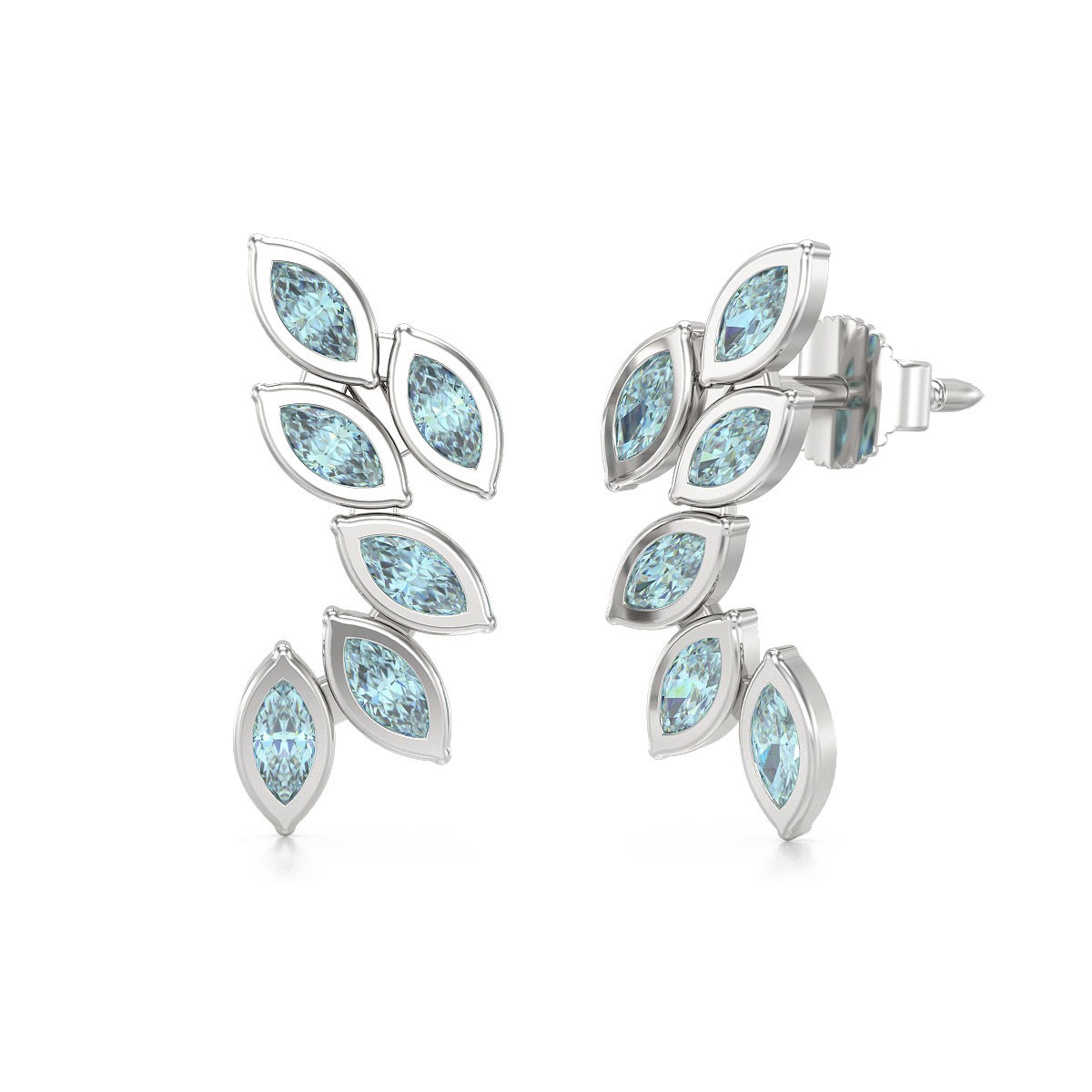 Boucles d'oreilles ADEN Aigue-Marine sur Argent 925 1.71grs