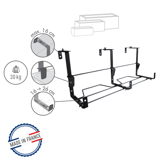 Support de jardinière (L. 60 cm) ergonomique, coloris anthracite