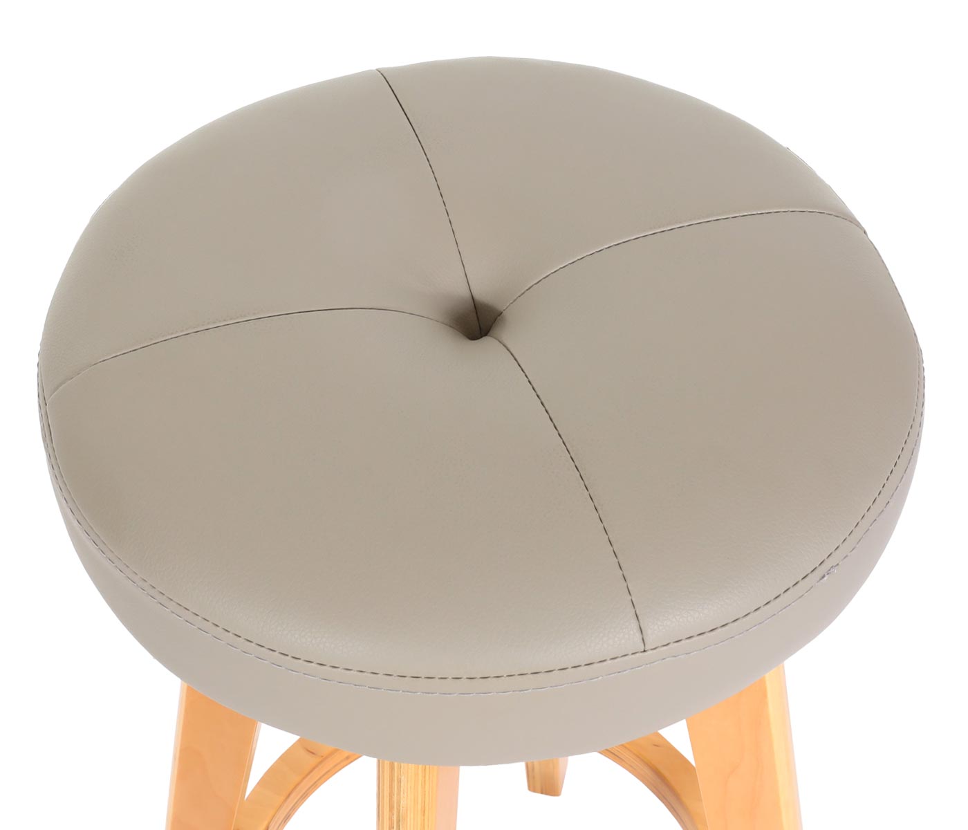 Barhocker Boras, Barstuhl Tresenhocker, Holz Kunstleder drehbar ~ taupe, helle Beine