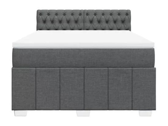 Sommier à lattes de lit avec matelas Gris foncé 140x190cm Tissu