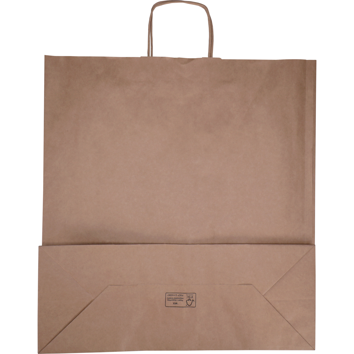Tas, Kraftpapier, gedraaid papieren koord, 45x 17x48cm, draagtas, bruin