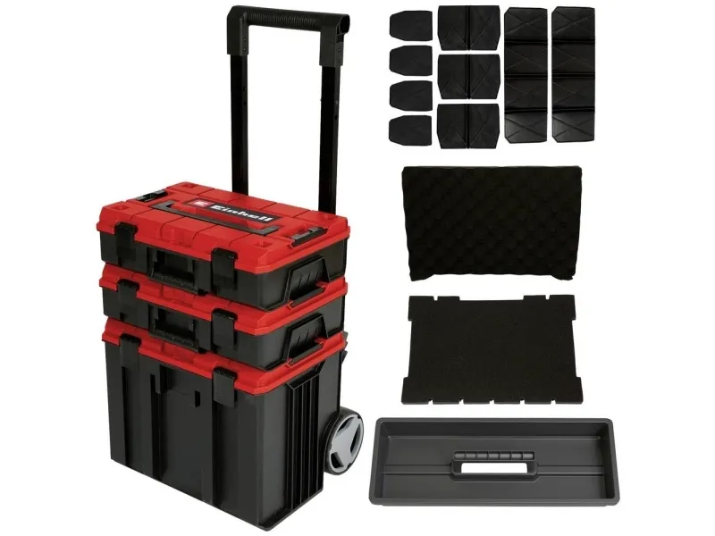 Einhell E-Case Tower, Sort, Rød, Polypropylen (PP), Varmeresistent, Splash resistant, 415 x 273 x 320 mm, 1,01 kg, 450 mm