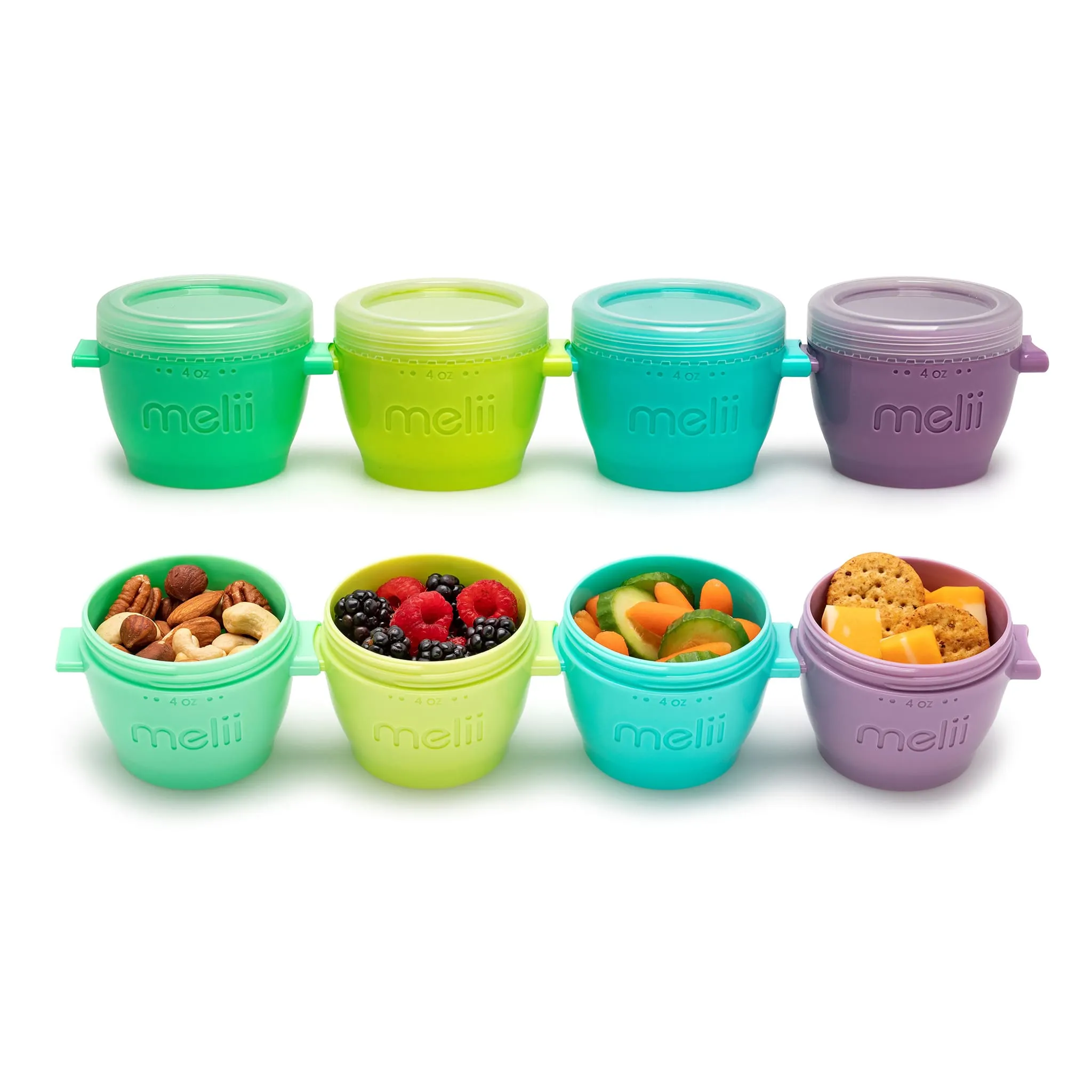 Melii Bols et Couvercles Snap & Go 4oz Paquet de 4