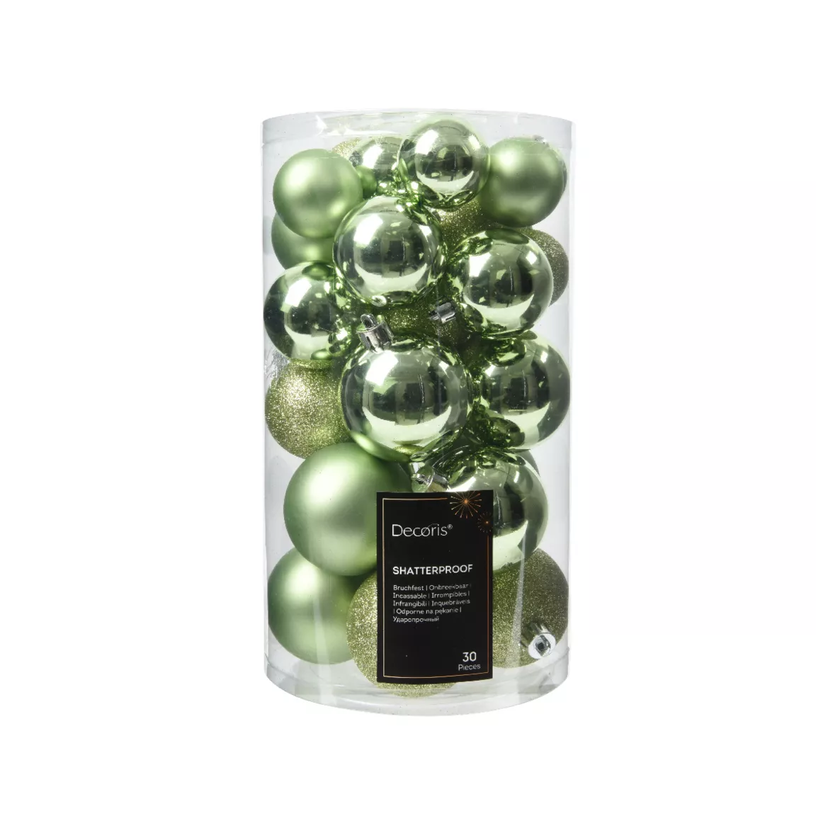 Lot de 30 boules de Noël assorties Alpine Thé vert