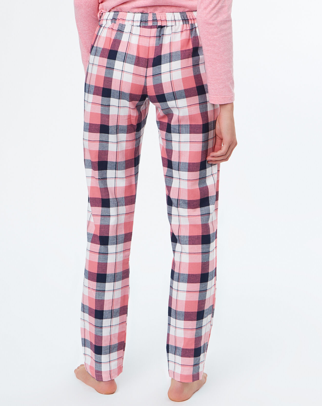 Etam Pantalon de pyjama Celia à carreaux rose