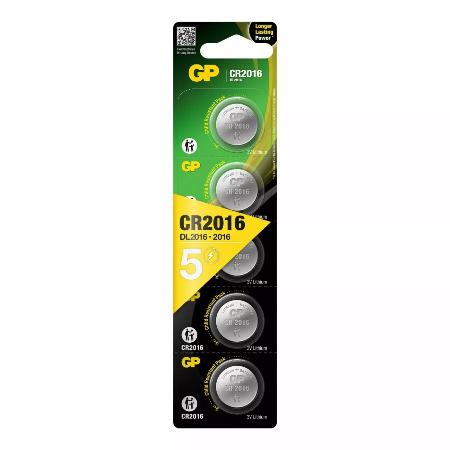 GP Lithium Knoopcel 3V (5st) - CR2016 - 0602016C5