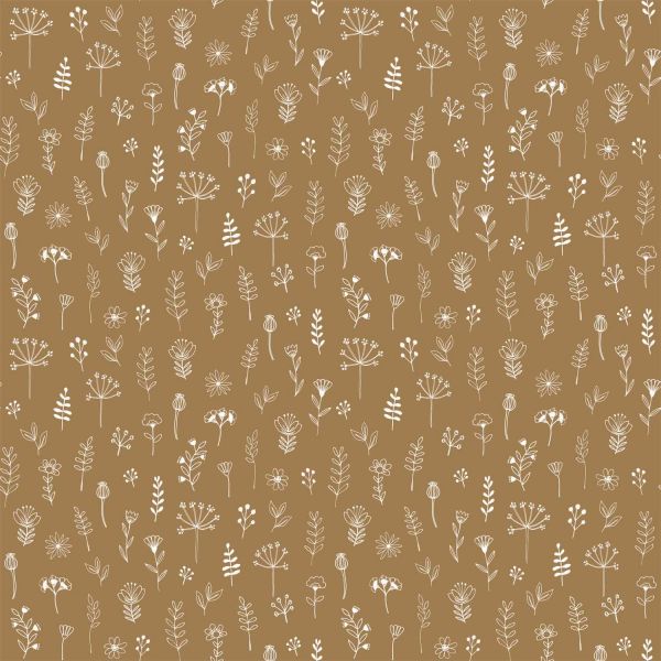 Estahome Bloemmotief Behang I - 0,53 x 10,05 m - Terracotta / Wit