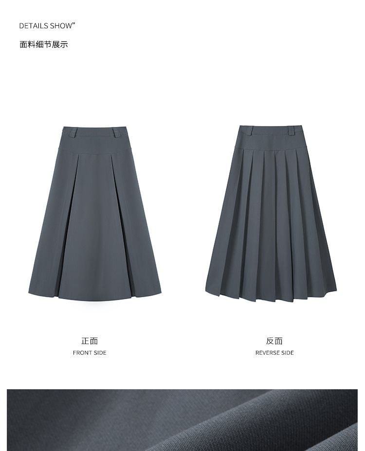 satierra - Hoge taille geplooide maxi A-lijn rok