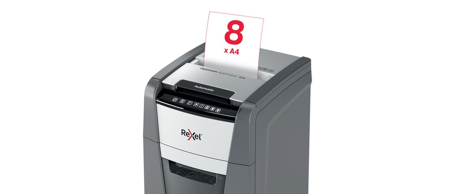 Aktenvernichter Optimum AutoFeed+ 90X P-4, 90 Seiten<br>Automatischer Schredder (auto) für sichere Vernichtung vertraulicher Unterlagen (bis zu 90 Blatt)