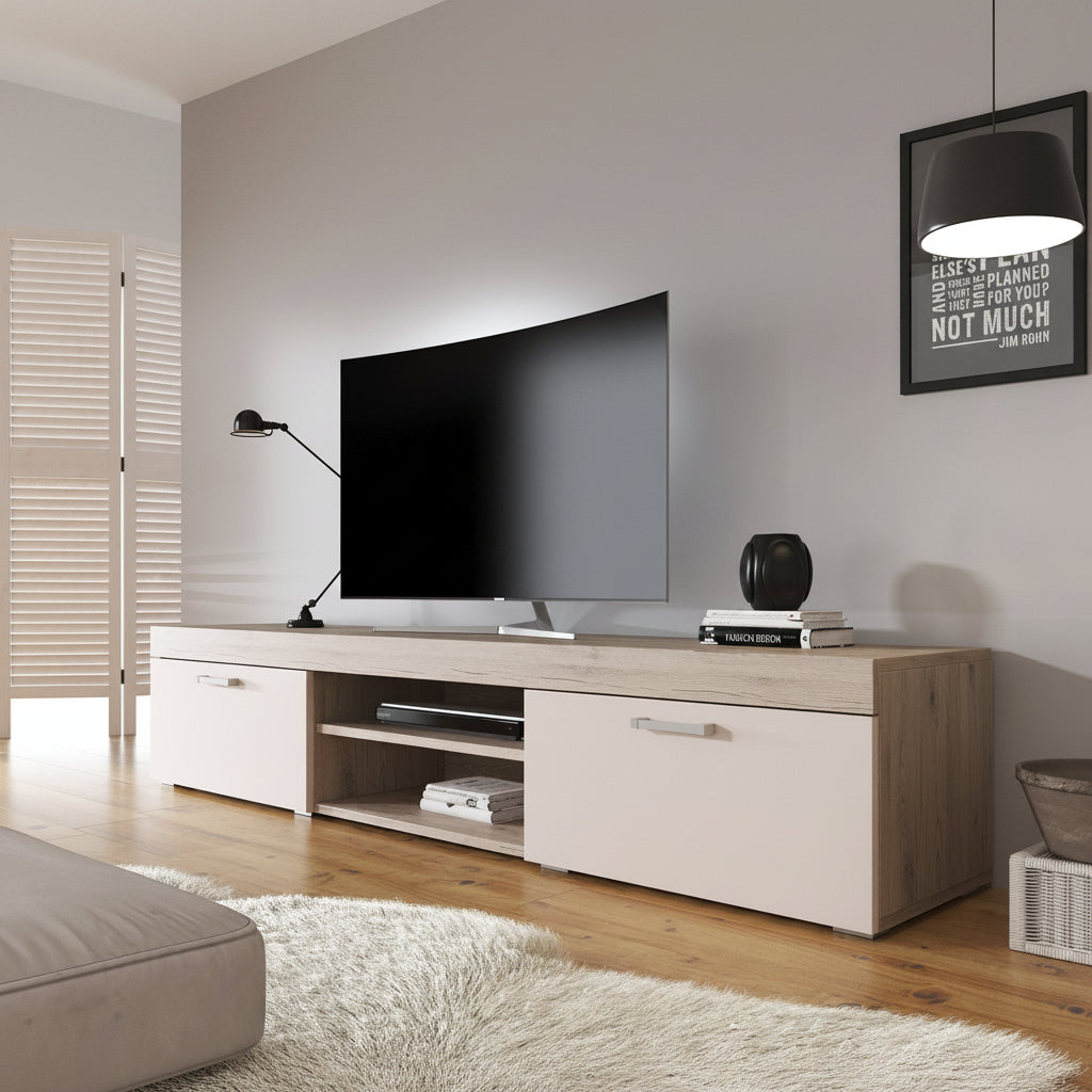 Slim - TV-Meubel - Creme/licht eiken - 200 cm