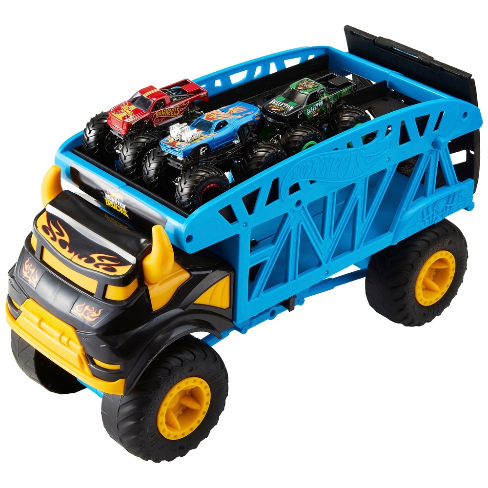 Hot Wheels Monster Mover und 3 Monster Trucks