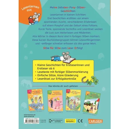 Carlsen Verlag LESEMAUS zum Lesenlernen Sammelbände: Meine liebsten Pony-Silben-Geschichten
