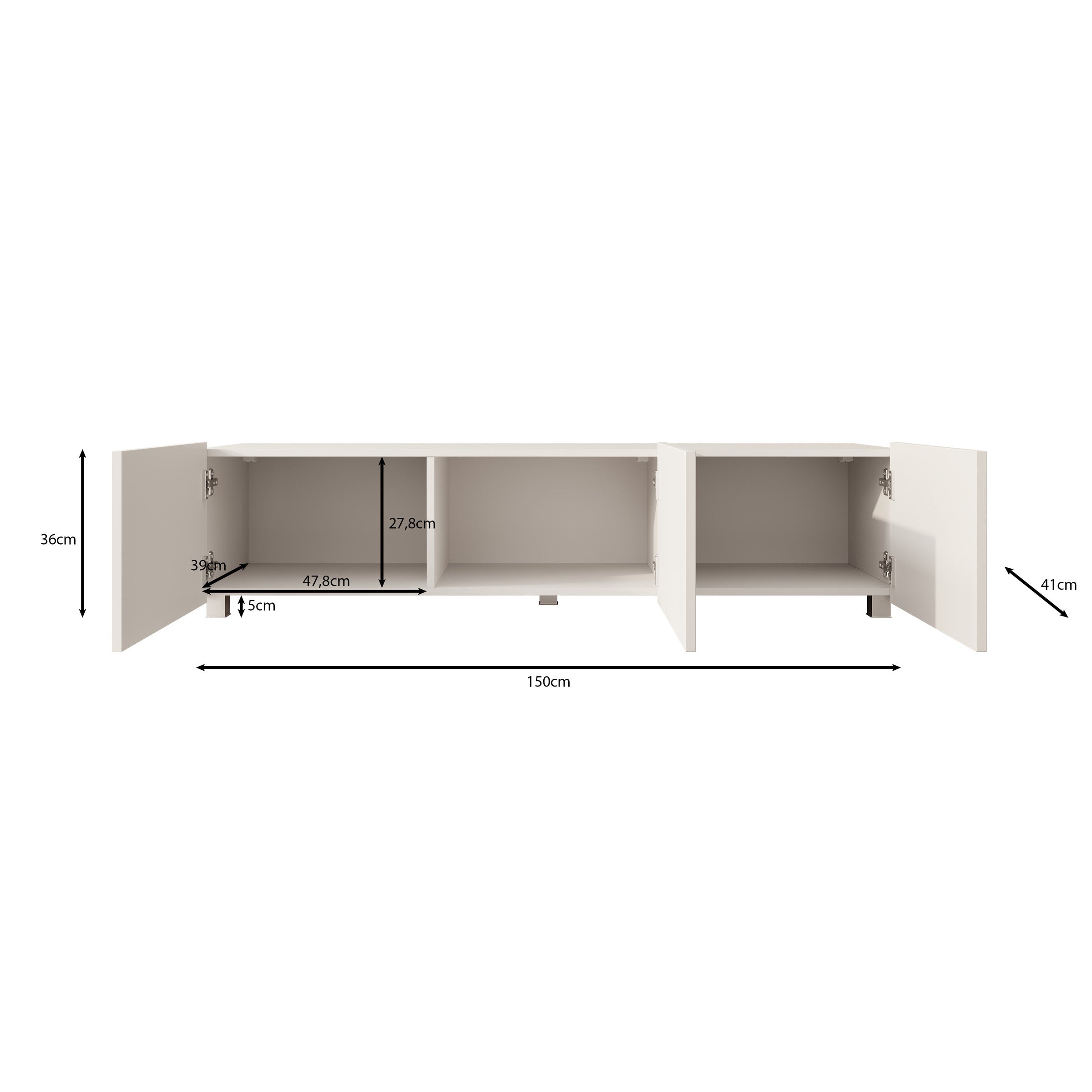 Kenderes - TV-Meubel - Zwart - 150x41x38 cm