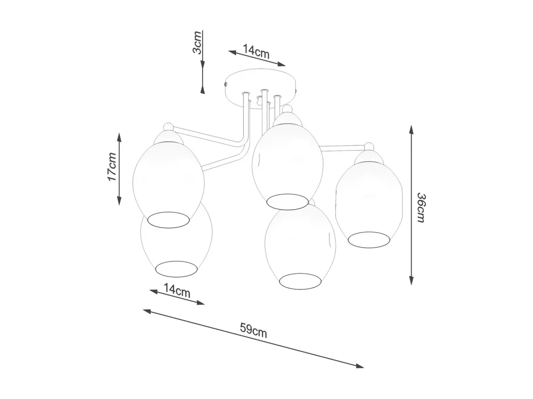 Sollux Fillan Plafonnier semi-encastré à bras multiples Noir