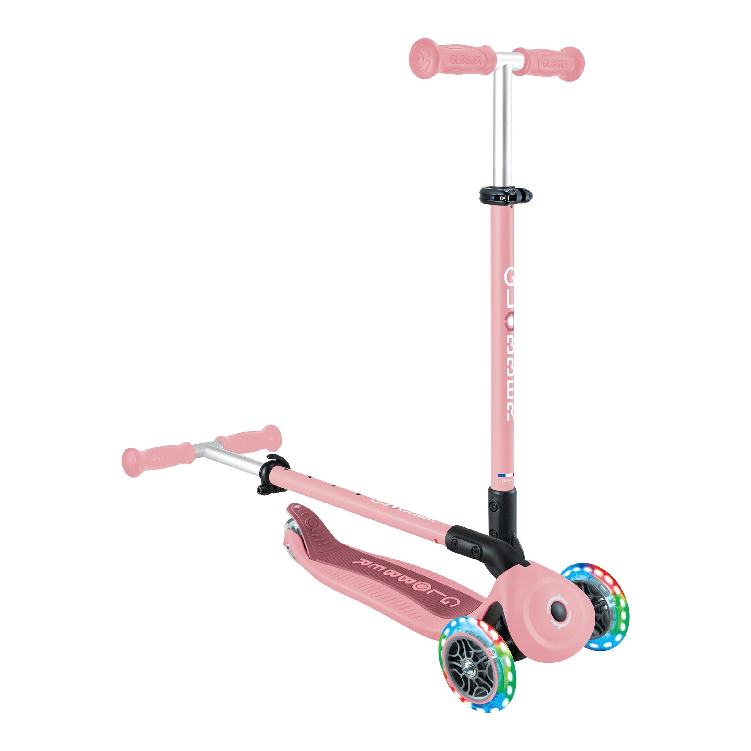 Globber Scooter 3in1 Go-Up active mit Leuchtrollen rosa