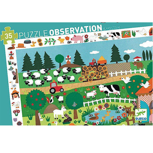 Djeco puzzel observation boerderij (35st)