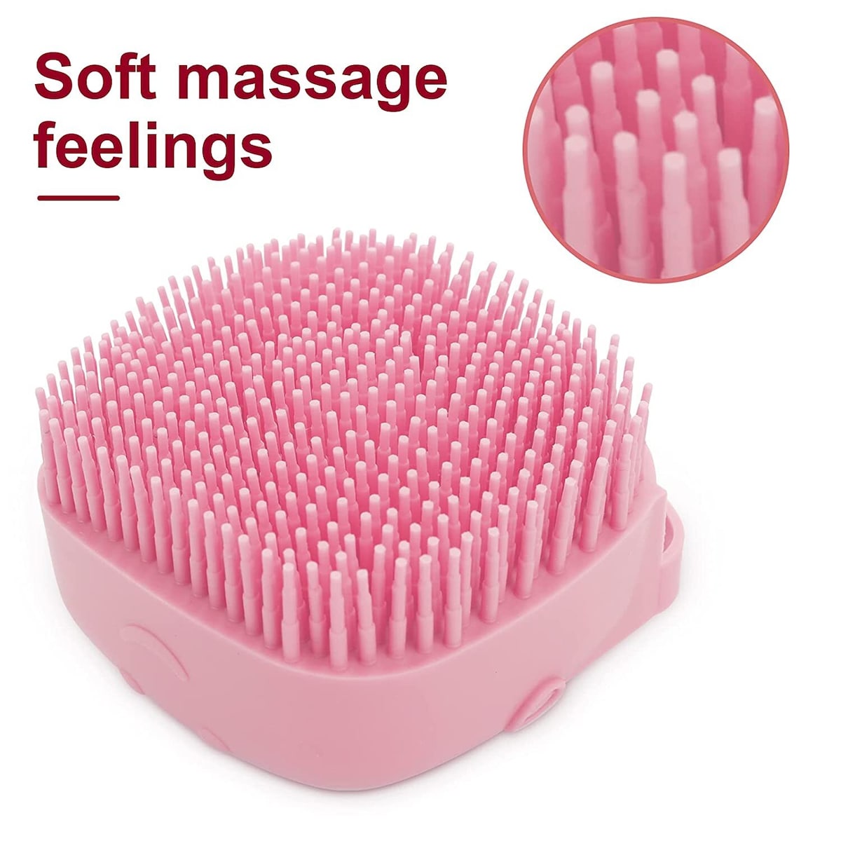 Badebørste til hund, rosa - med sjampodispenser