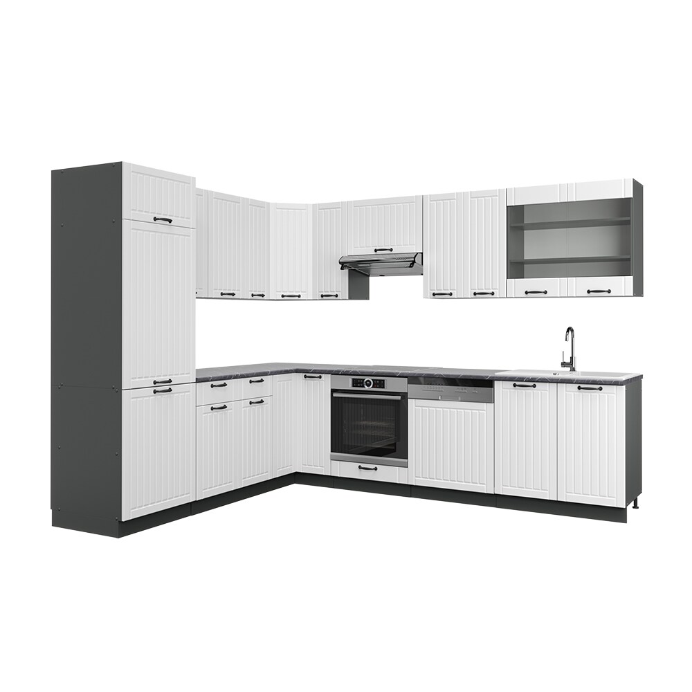 Vicco Küchenzeile Fame-Line Landhaus Eckküche Winkel Küche Einbau Anthrazit