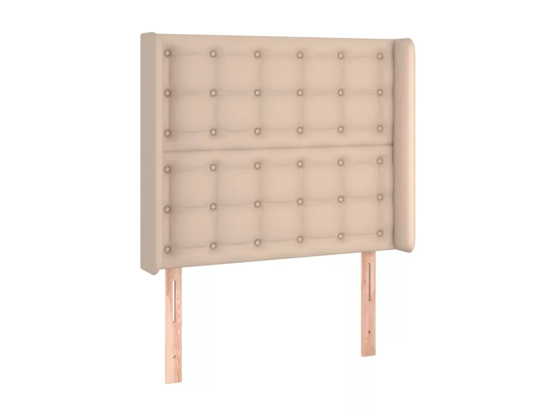 Sommier tapissier matelas et LED Cappuccino 90x200cm Similicuir