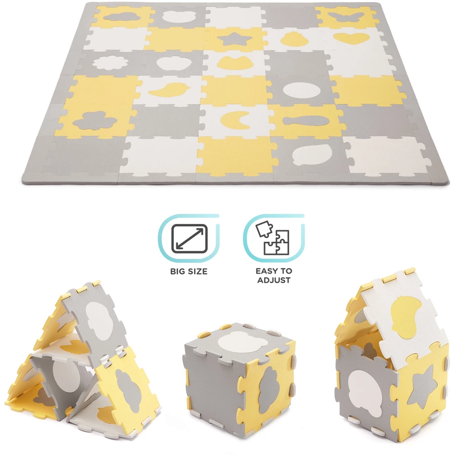 Kinderkraft Puzzlematte LUNO SHAPES, gelb