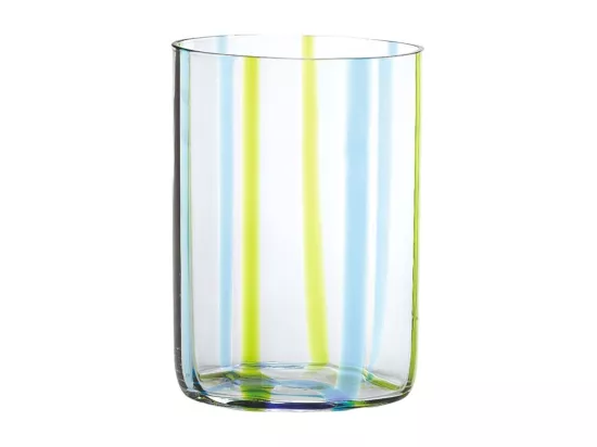 Verre Tirache Zafferano en verre borosilicate bicolore Vert aigue-marine boîte de 6 pièces
