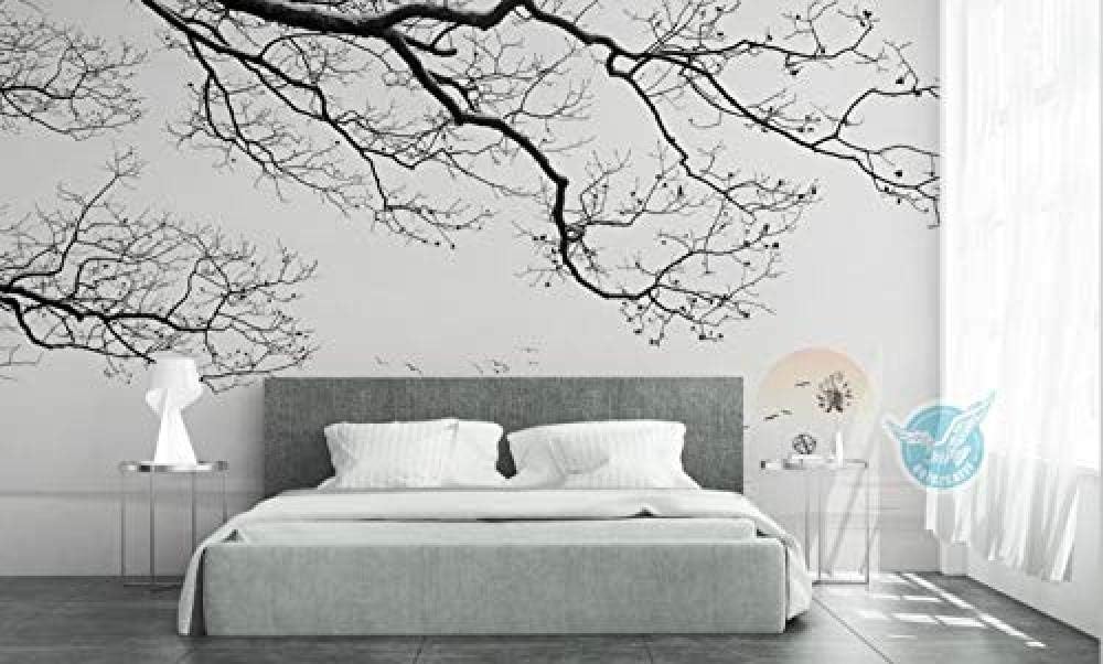 Handgemalte schneebedeckte Zweige und Seelandschaft für Walls Murals Tapete Wanddekoration fototapete 3d Tapete effekt Vlies wandbild Schlafzimmer-400cm×280cm