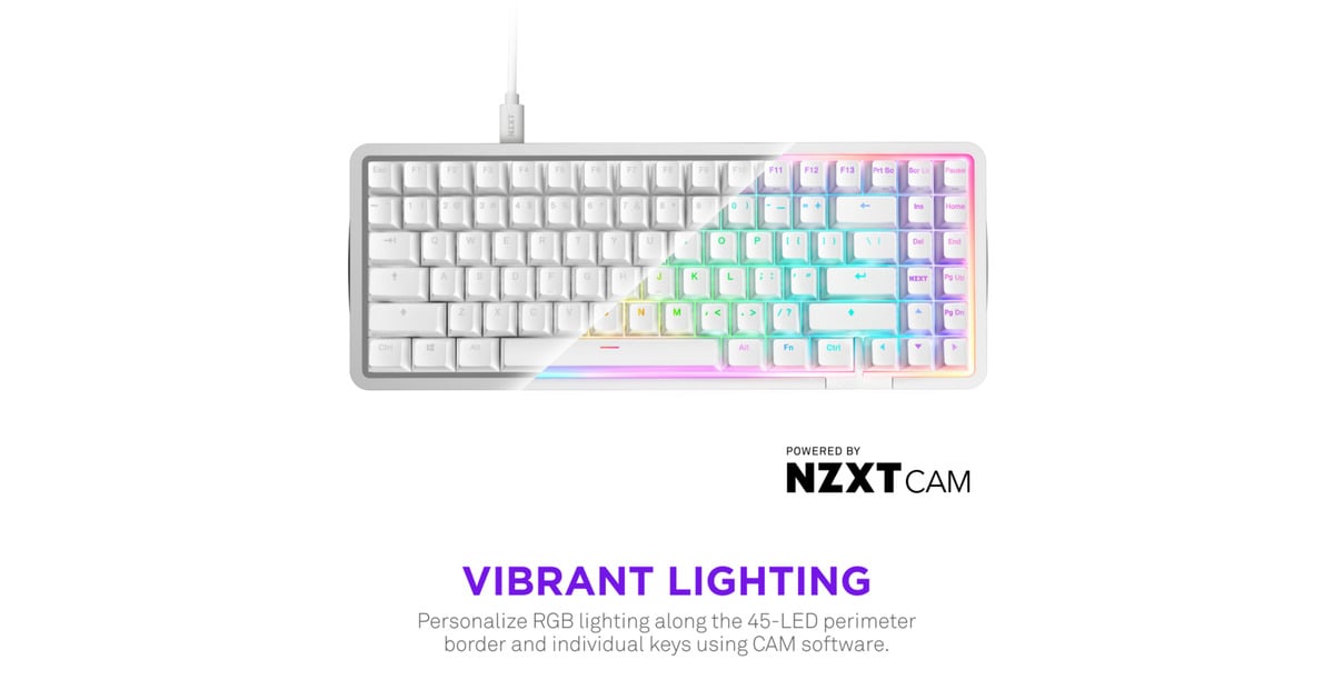 NZXTFunction Elite MiniTKL, gaming toetsenbord  (Wit, US lay-out, NZXT Swift, NZXT Swift, 80%, Hot-swappable)