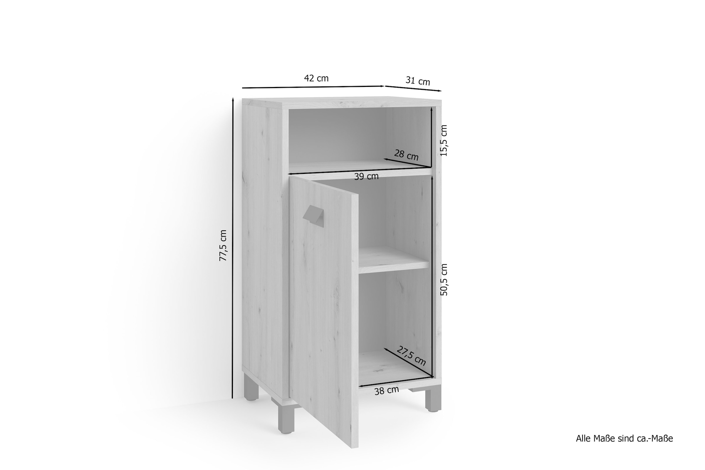 byLIVING Midischrank »Wellness« mit variablem Einlegeboden und offenem Fach für viel Stauraum