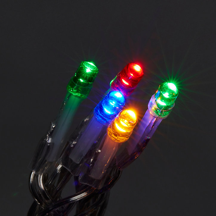 Guirlande lumineuse LED intérieure multicolore câble transparent 8 fonctions 11 m