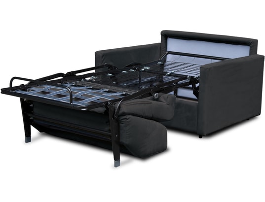 CITY - Fauteuil convertible Aosta microfibre noir couchage 75x195 cm