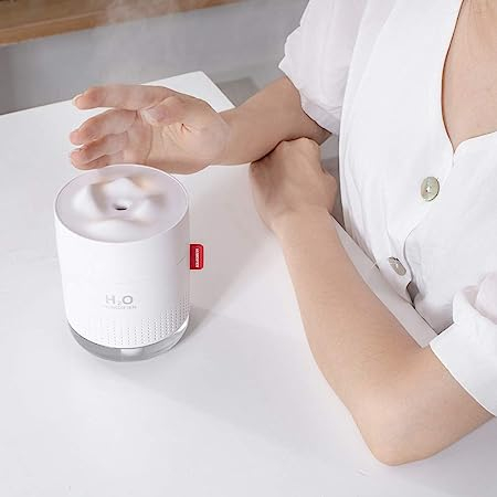 (500ml) USB Luftbefeuchter Winter Schnee Berge Aroma Öl Diffuser mit LED Beleuchtung - Weiss