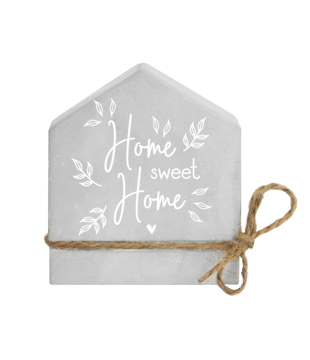 Grijze Cement Huisje Home Sweet Home 8cm