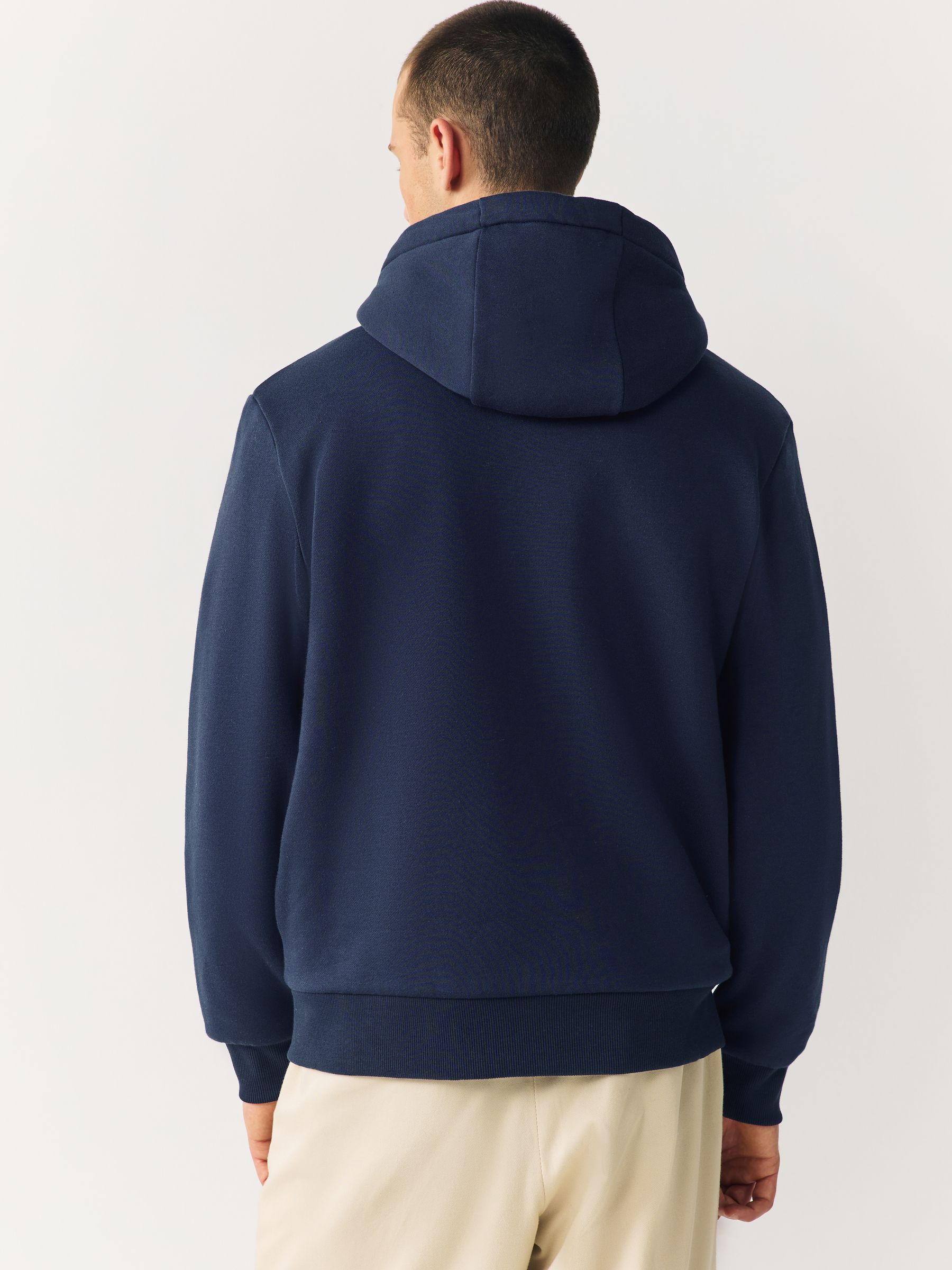 Blauw/ecru - Borg hoodie met fleecevoering en volledige ritssluiting