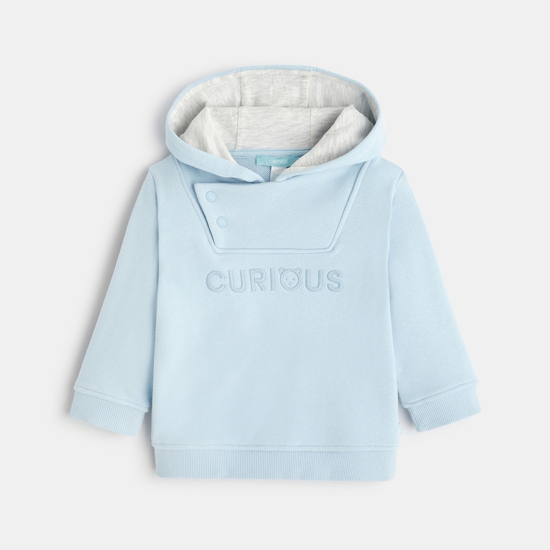 Sweat molleton à capuche bleu bébé garçon