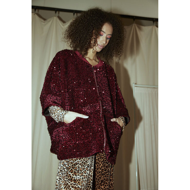 HUNKØN Kaia Sequin Jacket Deep red