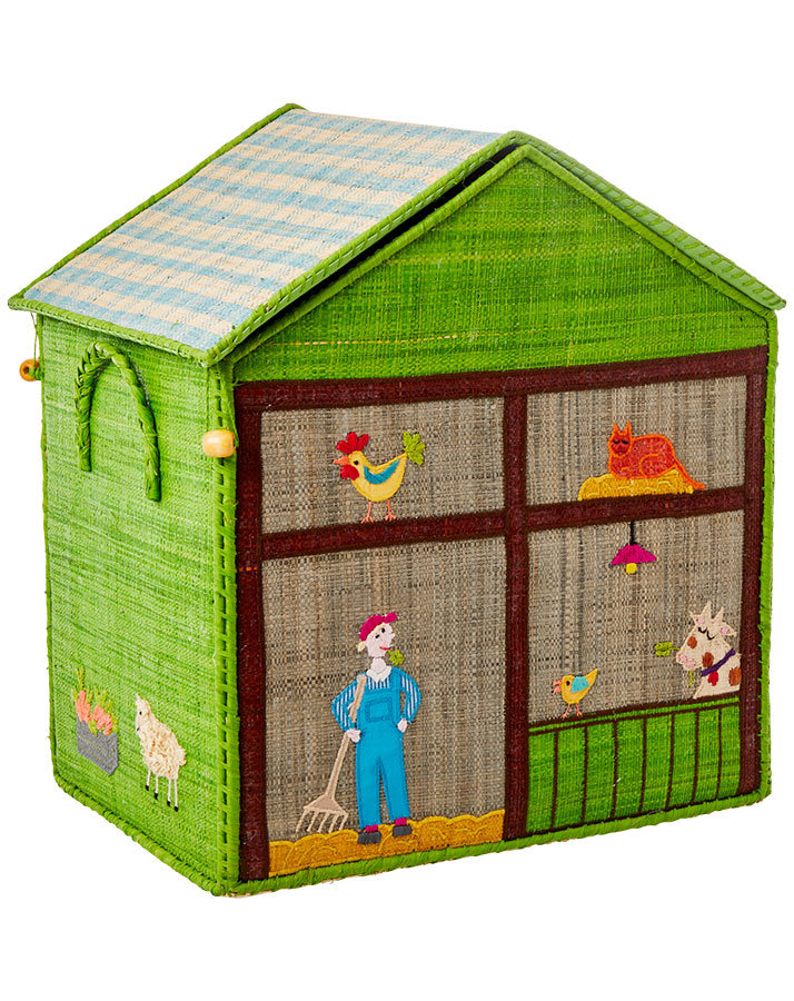 Bast-Spielzeugkiste FARM MEDIUM (46x34x28) in grün