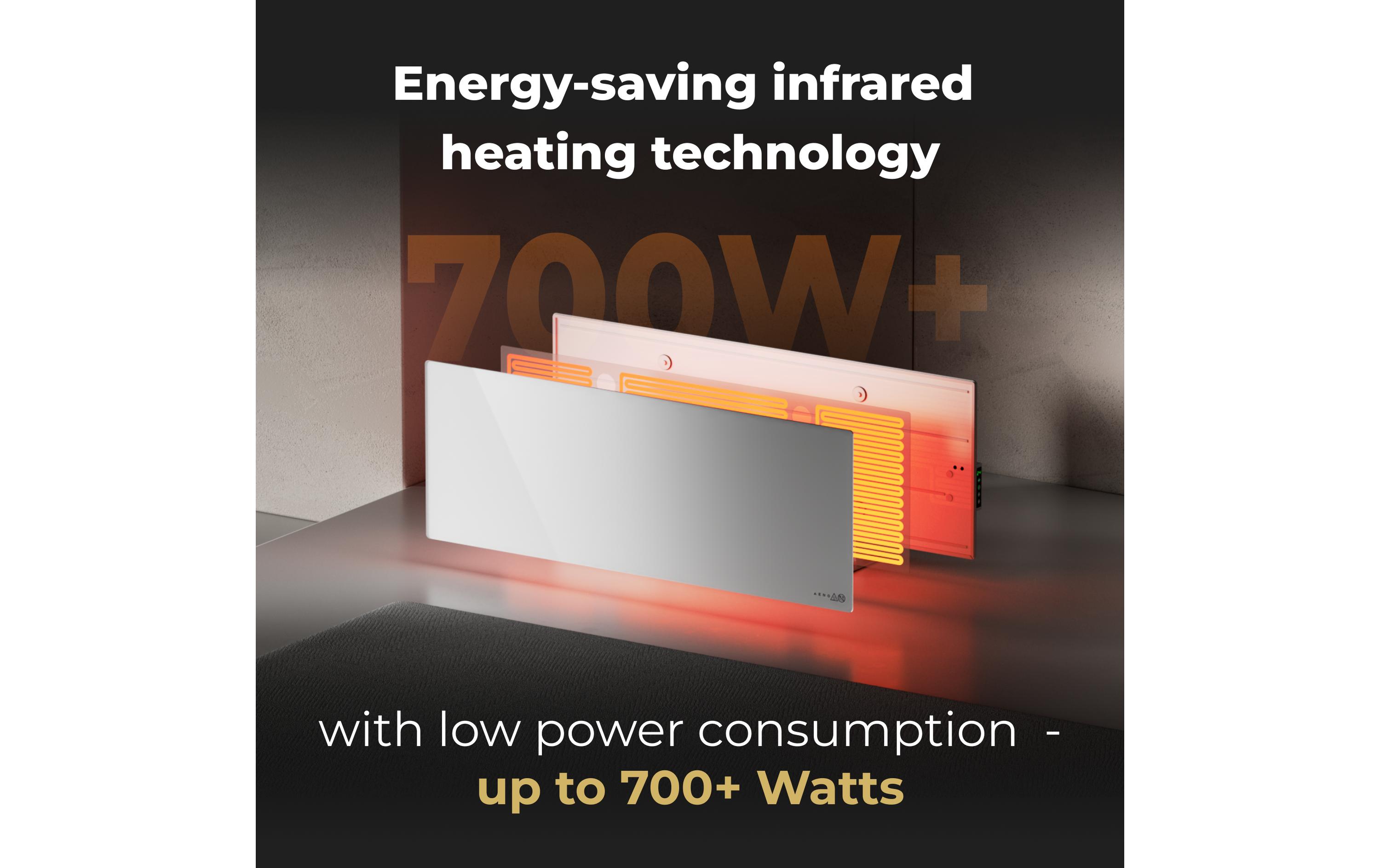 Infrarotheizer Premium Eco Smart LED 700 W, Schwarz<br>Heizgerät mit Infrarotstrahler