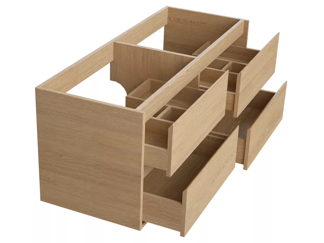 Meuble sous vasque suspendu - Placage chêne - 120 cm - MILIPAM