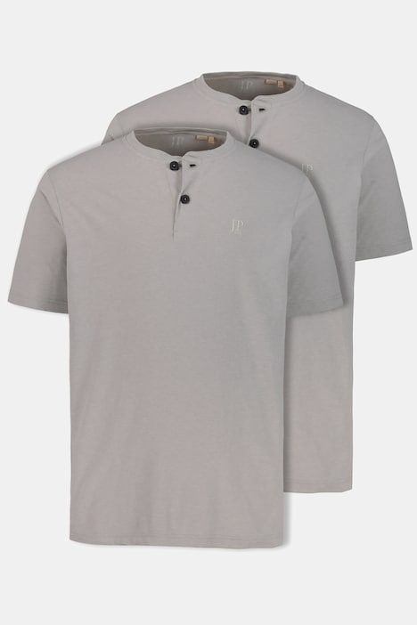Henleys, Basic, 2er-Pack, Rundhals, Knopfleiste, bis 8 XL