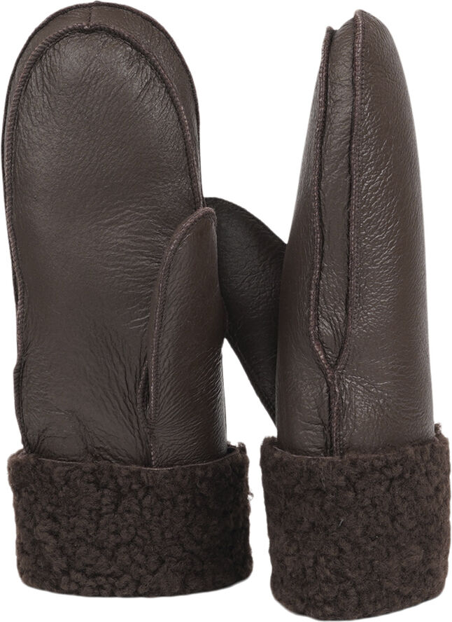 Lovelies VINSON - MITTENS - DOUBLE FACED SHEARLING Dark brown