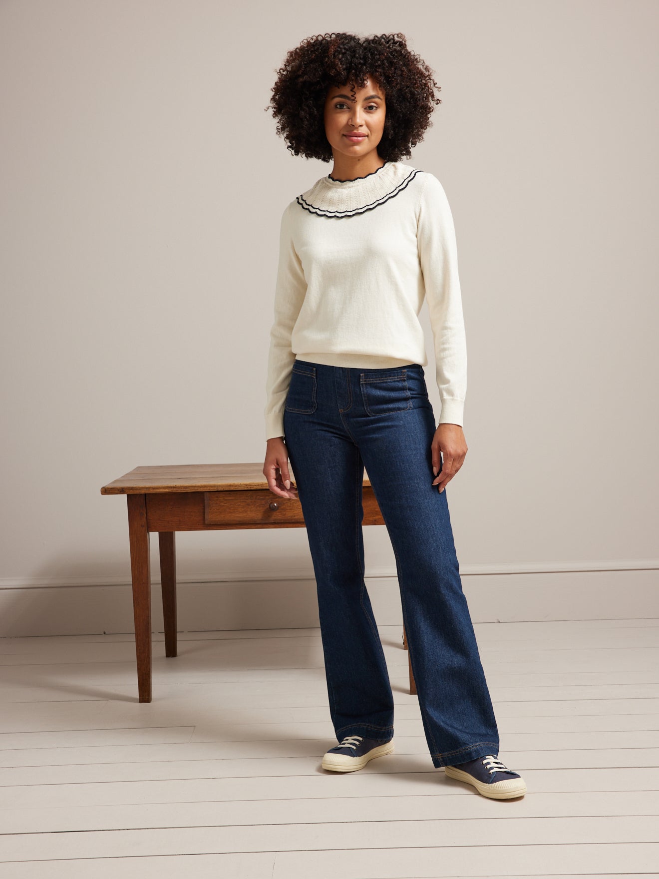Pull collerette femme coton et cachemire