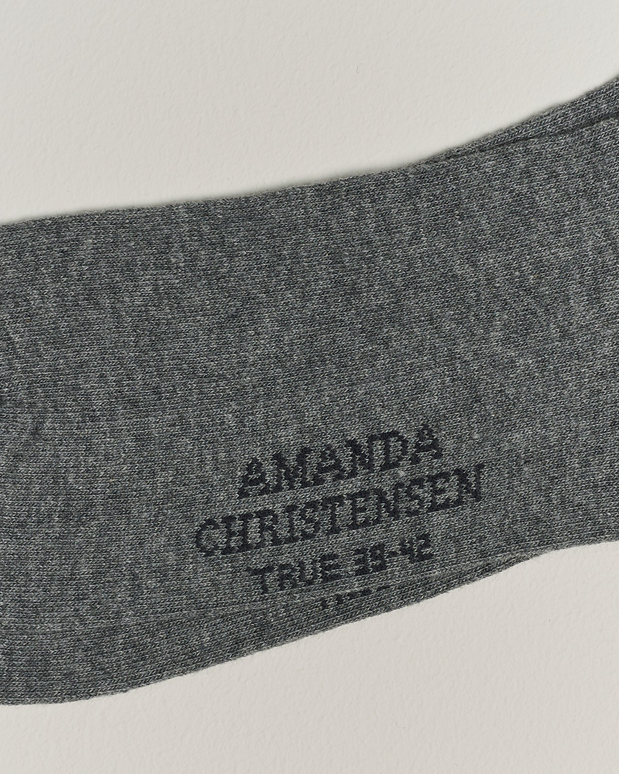 Amanda Christensen 3-Pack True Cotton Socks Grey Melange