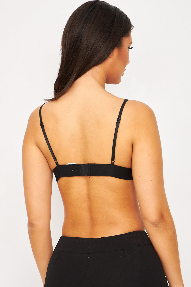 Soutien-gorge en dentelle noire avec fleur