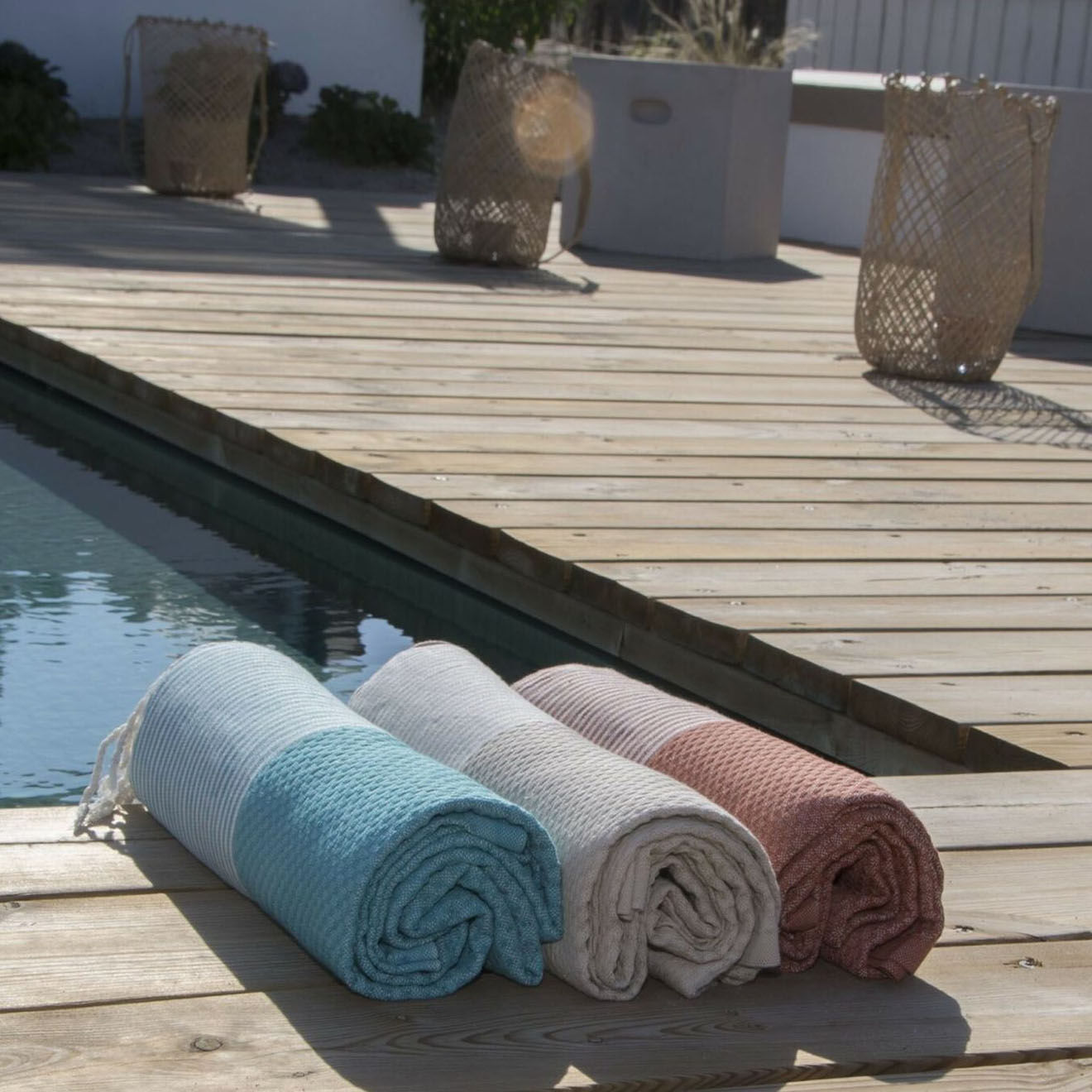 Febronie Fouta Nid d'Abeille Ibiza beige - 100x200 cm