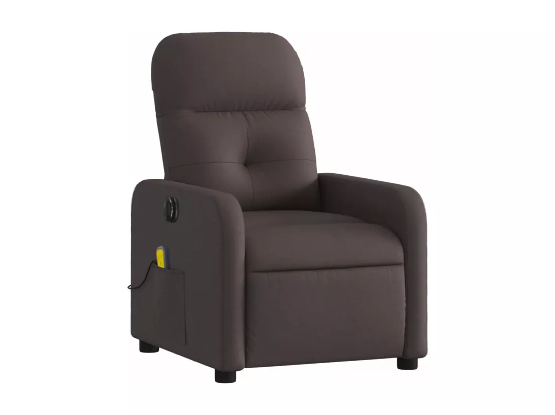 Fauteuil massant inclinable électrique Marron foncé Tissu